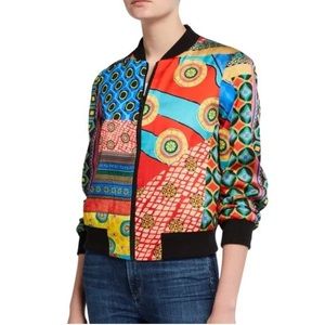 Alice + Olivia Lonnie Reversible Bomber Jacket Size XS Long Sleeves Rare Print